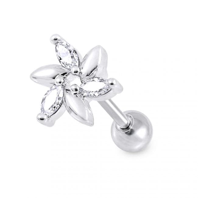 316L Surgical Steel Swirl Flower Ball-Back Ear Stud
