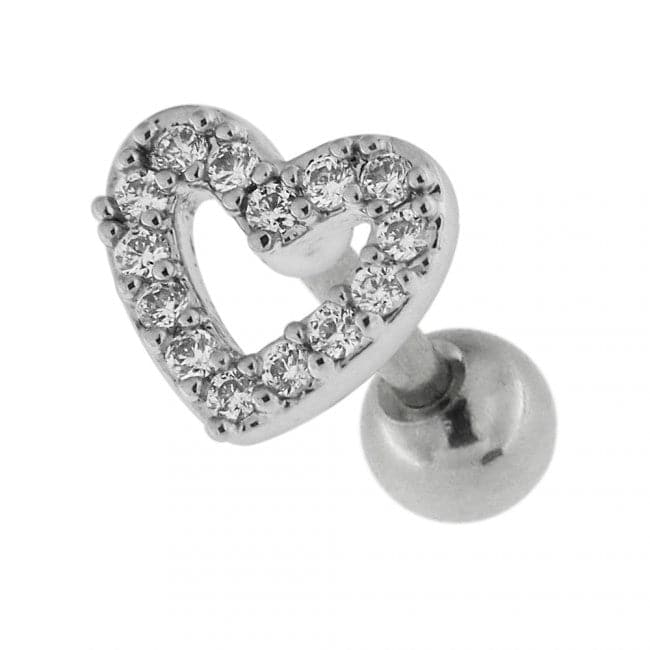 316L Surgical Steel Micro Jewelled Tiny Heart Ear Stud