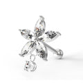 316L Surgical Steel Flower with Dangling CZ Ear Stud