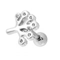 316L Surgical Steel Tree with Setting CZ Stone Ear Stud