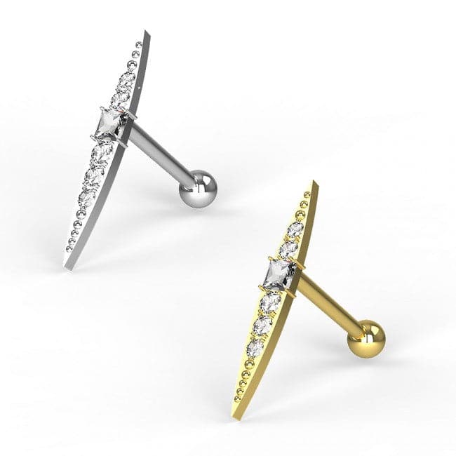 316L Surgical Steel Jewelled Axe Ear Stud