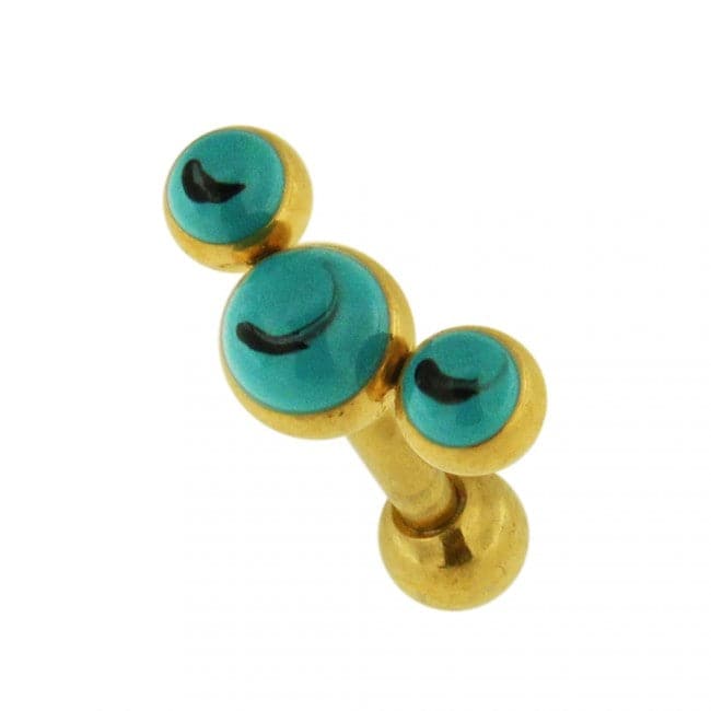 316L Surgical Steel Tri Turquoise Stones Ear Stud