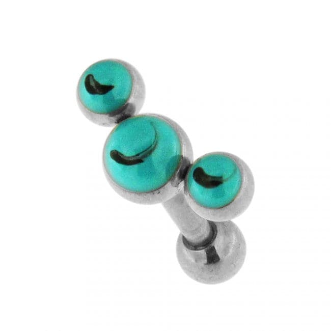 316L Surgical Steel Tri Turquoise Stones Ear Stud