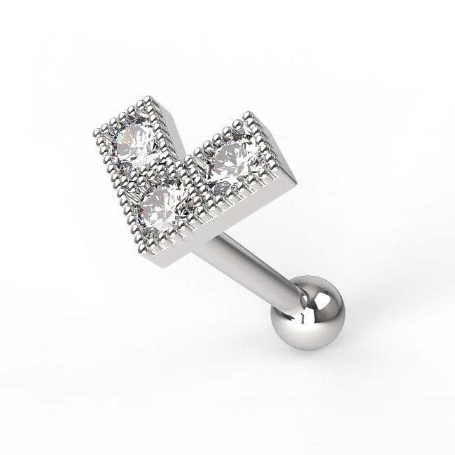 316L Surgical Steel Jewelled Dotted Arrow End Cartilage Ear Stud