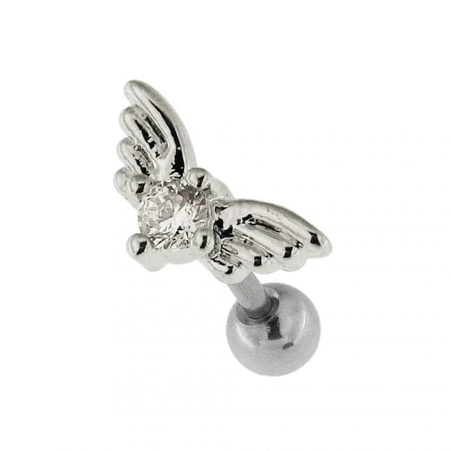 316L Surgical Steel Jewelled Wings Heart Cartilage Ear Stud