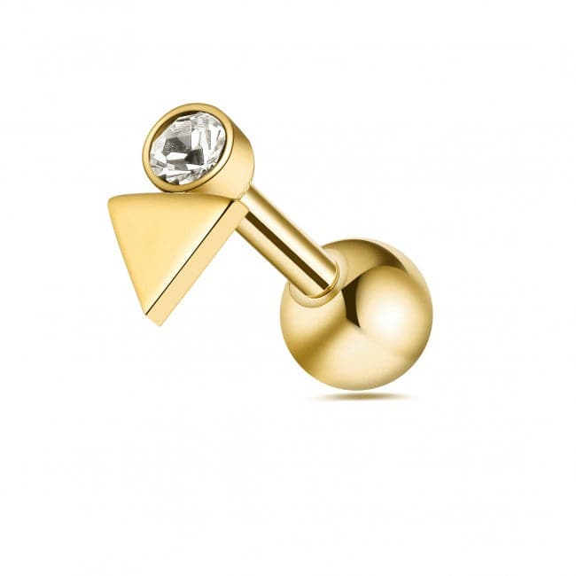 316L Surgical Steel Round CZ Jewelled Triangle Ball Back Cartilage Ear Stud