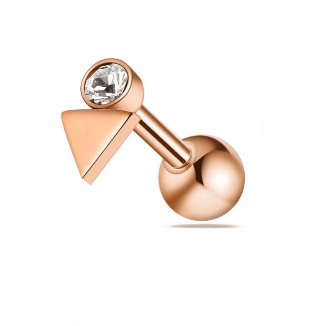 316L Surgical Steel Round CZ Jewelled Triangle Ball Back Cartilage Ear Stud