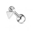 316L Surgical Steel Round CZ Jewelled Triangle Ball Back Cartilage Ear Stud
