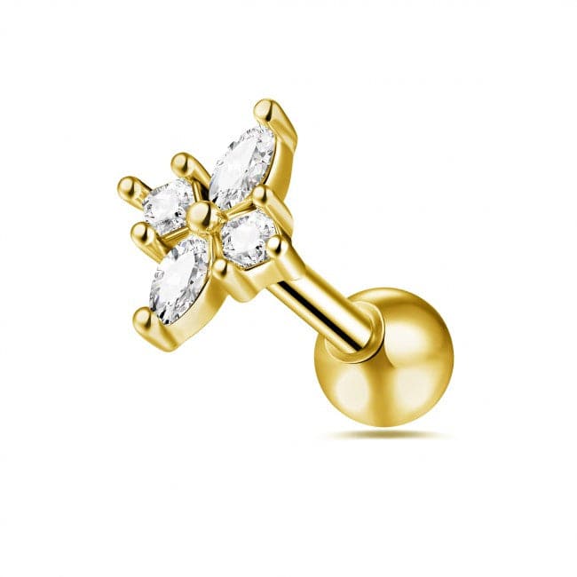 316L Surgical Steel Floral Flower Ball Back Cartilage Stud