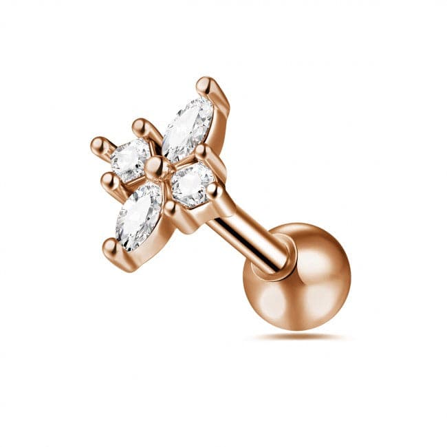316L Surgical Steel Floral Flower Ball Back Cartilage Stud