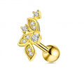 316L Surgical Steel Micro Jewelled Floral Ball Back Labret Cartilage Helix Tragus Piercing Ear Stud