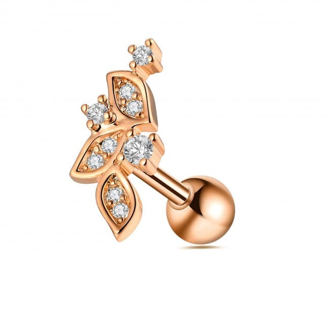 316L Surgical Steel Micro Jewelled Floral Ball Back Labret Cartilage Helix Tragus Piercing Ear Stud
