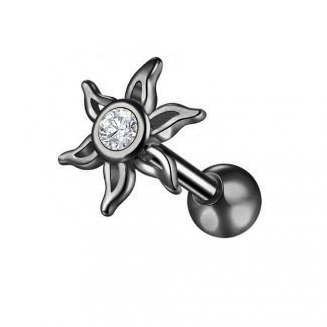 316L Surgical Steel Jewelled Sun Ball Back Cartilage Ear Stud