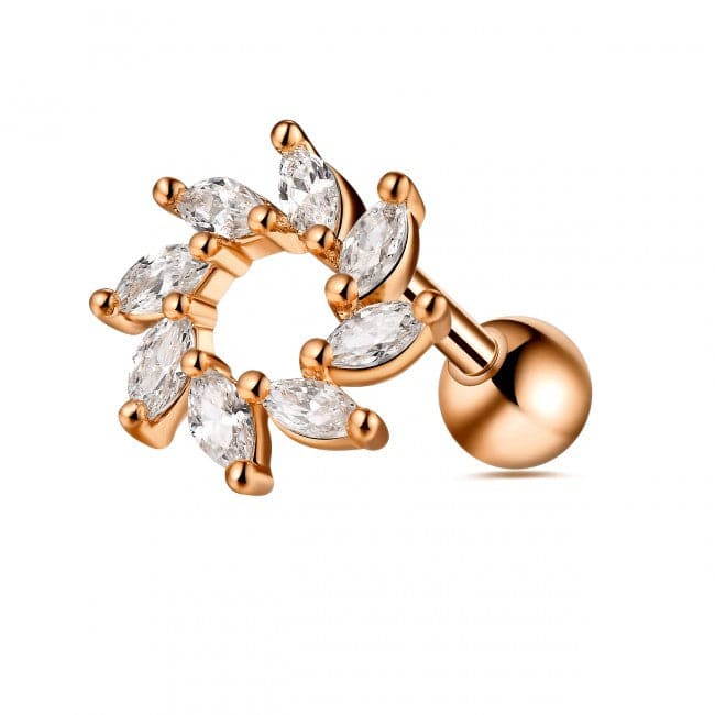 316L Surgical Steel Jewelled Swirl Flower Cartilage Ear Stud