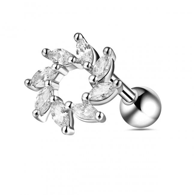 316L Surgical Steel Jewelled Swirl Flower Cartilage Ear Stud