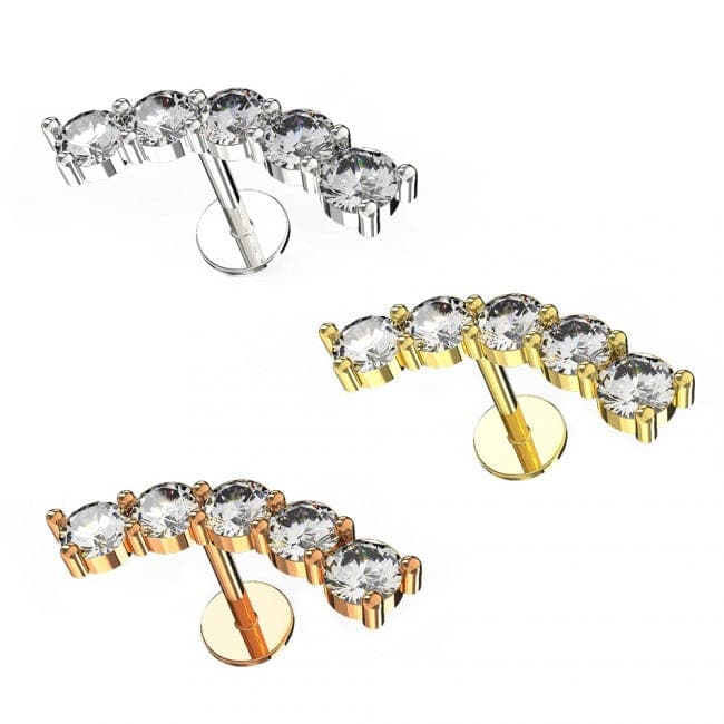 316L Surgical Steel Rounded CZ Jewelled Ear Stud