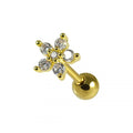 316L Surgical Steel Jewelled Pentas Flower Cartilage Ear Stud