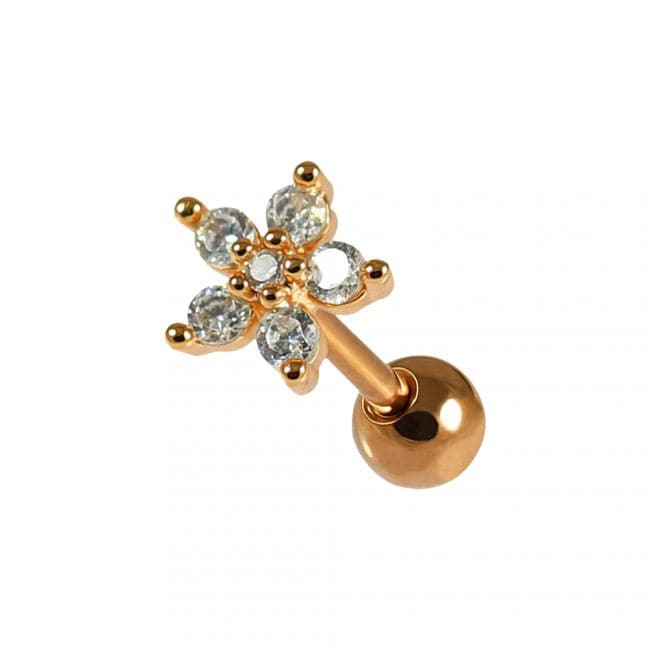316L Surgical Steel Jewelled Pentas Flower Cartilage Ear Stud