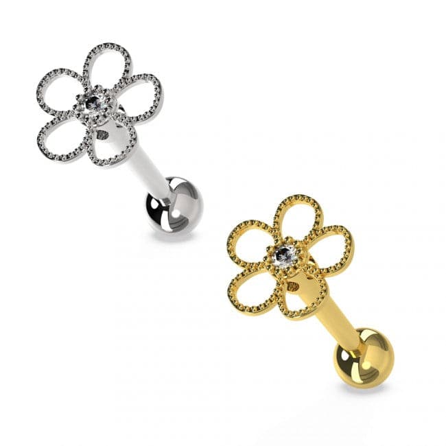 316L Surgical Steel Jewelled Daisy Cartilage Ear Stud