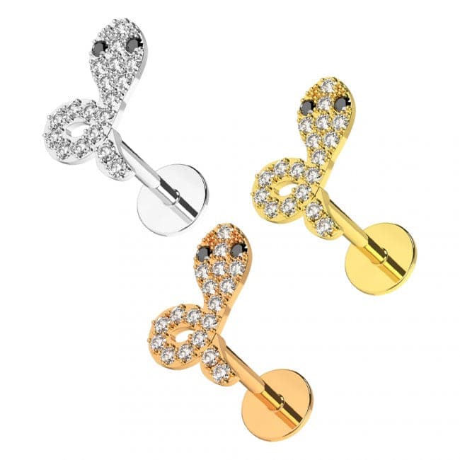 316L Surgical Steel Jewelled Snake Ear Stud