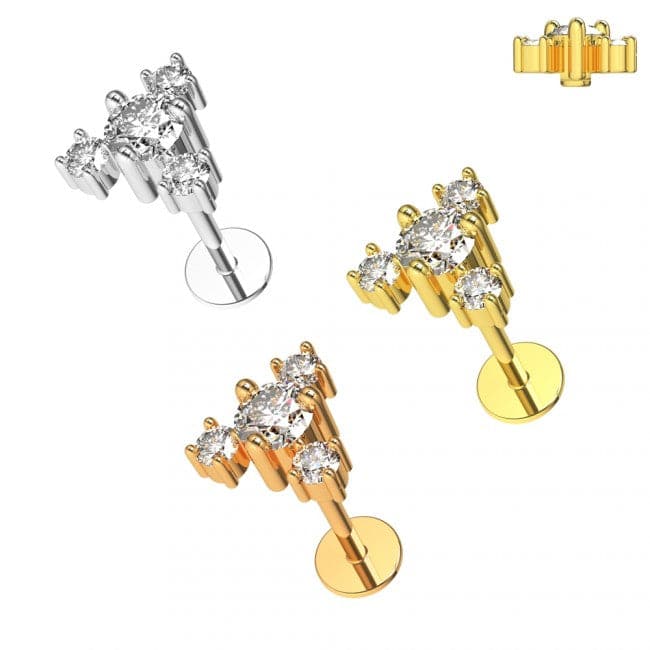 316L Surgical Steel Jewelled Trinity Cartilage Ear Stud
