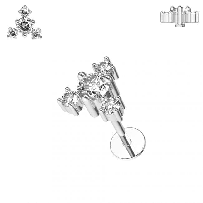 316L Surgical Steel Jewelled Trinity Cartilage Ear Stud