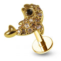 316L Surgical Steel CZ Jewelled Dolphin Internally Threaded Cartilage Stud