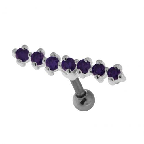 925 Sterling Silver 7 Stones Cartilage Stud