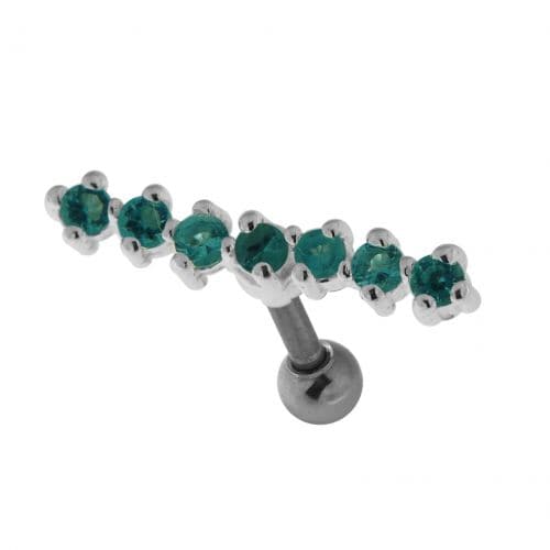 925 Sterling Silver 7 Stones Cartilage Stud