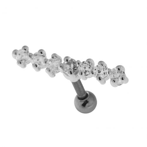 925 Sterling Silver 7 Stones Cartilage Stud