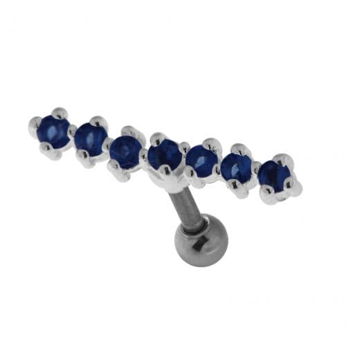 925 Sterling Silver 7 Stones Cartilage Stud