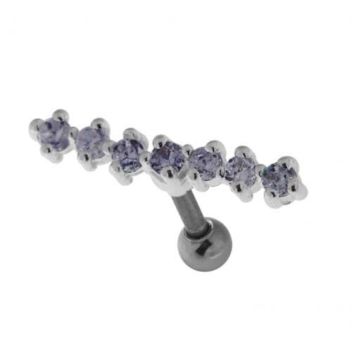925 Sterling Silver 7 Stones Cartilage Stud