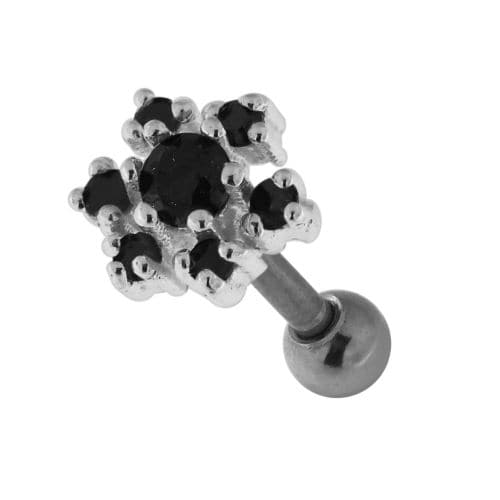 925 Sterling Silver Jewelled Flower Cartilage Ear Stud