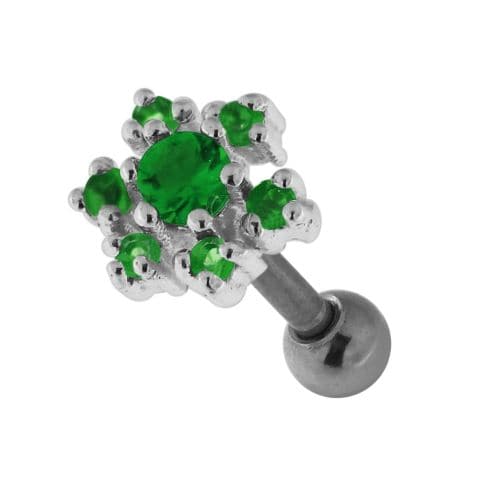 925 Sterling Silver Jewelled Flower Cartilage Ear Stud