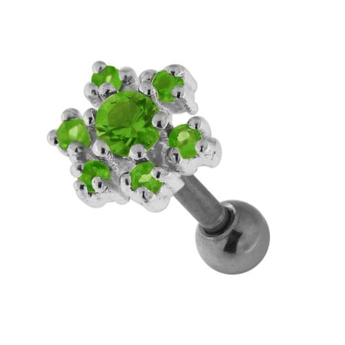 925 Sterling Silver Jewelled Flower Cartilage Ear Stud