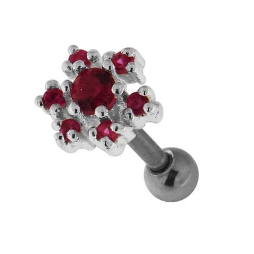 925 Sterling Silver Jewelled Flower Cartilage Ear Stud