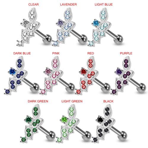925 Sterling Silver CZ Jewelled Floral Cartilage Ear Stud